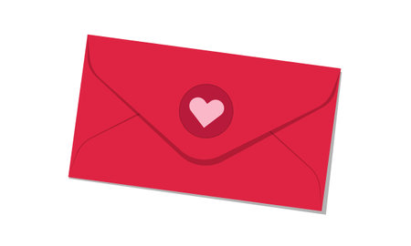 Valentines Day Love Envelope Icon with Heart Seal for Romantic Celebrations and Greeting Cards. Vector illustrationのイラスト素材