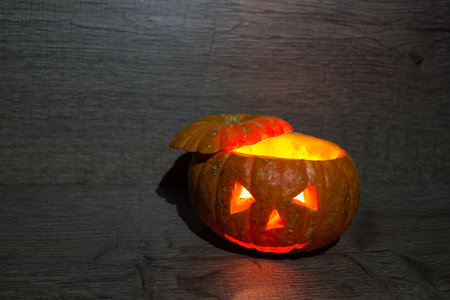 Halloween Pumpkin In A Mystic Forest At Night
