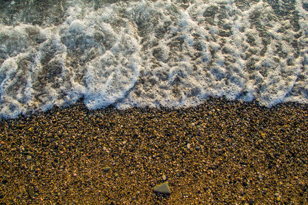 seascape, sea, sunset and sunrise, waves, sandy beach, Golden sand, reflections and glare on the...