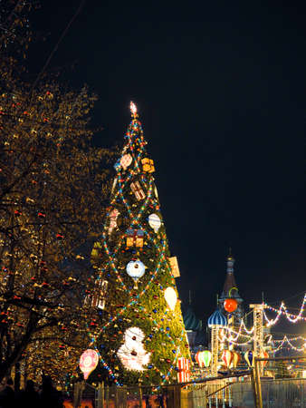 Festive illuminations in the streets of the city. Christmas in Moscow, Russia. Red Square.の写真素材