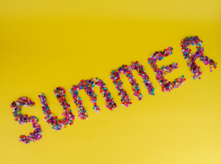 the word summer of confetti, concept vacationの写真素材