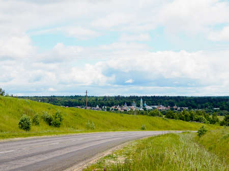 Monastery Optina Pustyn in the summer. City of Kozelsk. Russia, panoramic view of the famous monastery.の写真素材