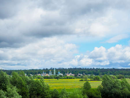 Monastery Optina Pustyn in the summer. City of Kozelsk. Russia, panoramic view of the famous monastery.の写真素材