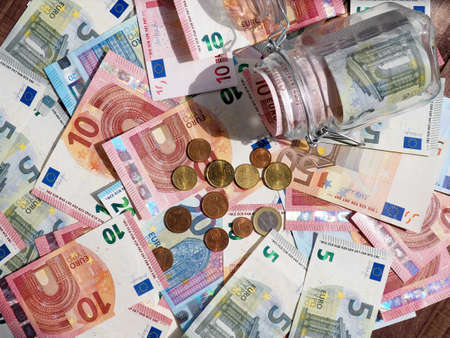 Background with money, Banknotes of the european union.の写真素材