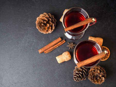 Christmas mulled wine, with oranges and spices, Still life, food and drink, seasonal and holidays conceptの写真素材
