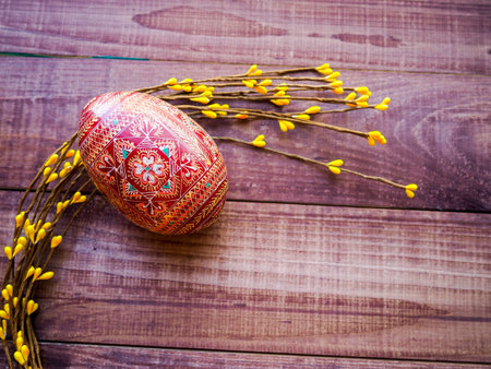 Easter eggs on wooden background