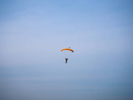 Skydiving. skydiver sky view from the groundの写真素材