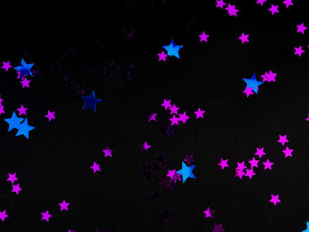 shiny stars on black background, abstract background, space and galaxy conceptの写真素材