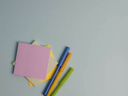 Block for records. Paper for notes. Color. Close-up. stack of stickers for notes, space for text.の写真素材