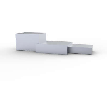 silver podium, stand, pedestal for advertisingEmpty winners podium with first, second and third place for award ceremonyの写真素材
