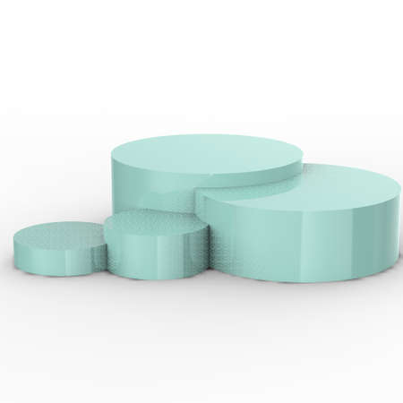 3D rendering Podium scene or 3D round pillar stand scene and winner pedestal in studio on gray or blue minimal backgroundの写真素材