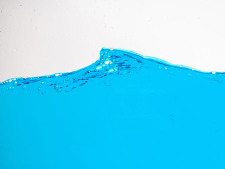 background selective focus, blurred, water border, blue wave, Water splash.