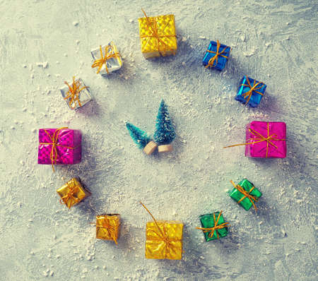 watch of gift boxes concept of Christmas.の写真素材
