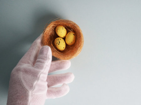a white-gloved hand reaches for the nest, protecting animals and rare species