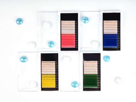 Multiple color lashes for extension in a pallet, a set of lashes.の写真素材