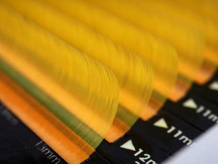 Macro Photography Artificial Lashes, Eyelash extensions, Close-up blue Lashes.の写真素材