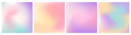 Set of mesh blurred unfocused gradients in pastel colors. Abstract y2k background. Template, banner, poster, cardのイラスト素材