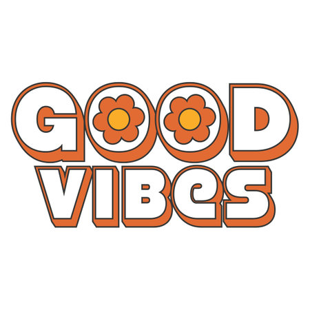 70's Retro groovy Good vibes slogan print. Y2k groovy style posterのイラスト素材