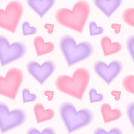Trendy seamless pattern with y2k blurred gradient hearts. Pastel color background. Abstract geometric background. Y2k aesthetic.のイラスト素材