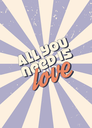 Retro groovy love poster set. Greeting card, banner, invitation. 70s 60s cartoon aestheticsのイラスト素材