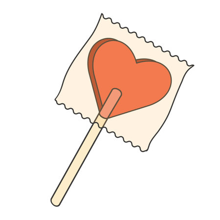 Retro groovy hippie 70s sticker. Lollipop sticker in trendy retro psychedelic cartoon style.のイラスト素材