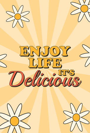 Groovy summer card, poster with short phrase. Trendy retro style.のイラスト素材