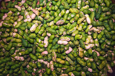 Top view to peanuts coloured green for St. Patrick's Day partyの写真素材