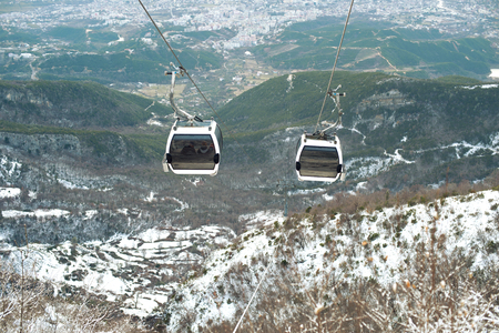 Aerial view to Tirana from Dajti Express cable car, Albania sightseeing and leisureの写真素材