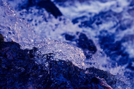 Water splashes collection isolated on black backgroundの写真素材