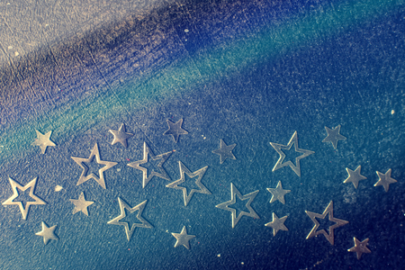 Night sky with stars and moon objects macroの写真素材