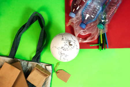 The concept of World Environment Day. The earth in a plastic bag.