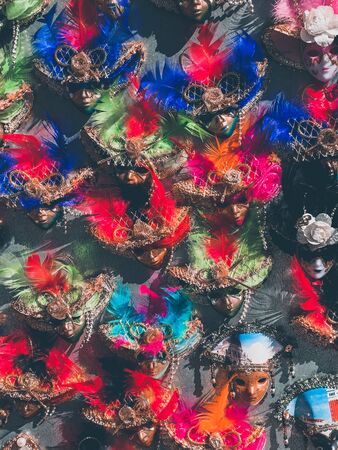 Authentic and original Venetian masks forsouvenir in street shop of Venice, Italy.のeditorial素材