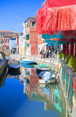 Colorful houses in Burano, Venice, Italyのeditorial素材