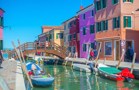 Colorful houses in Burano, Venice, Italyのeditorial素材