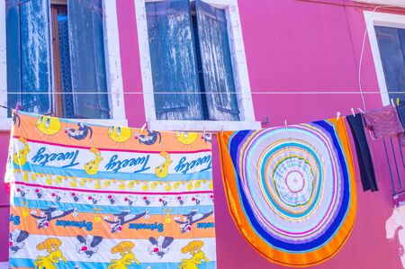 Colorful houses in Burano, Venice, Italyのeditorial素材