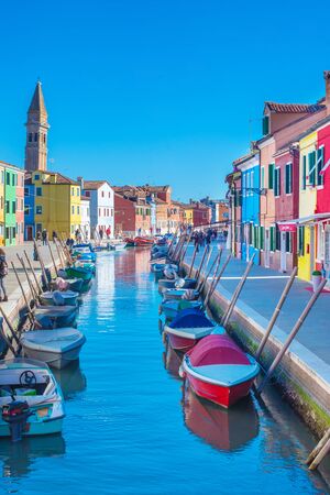 Colorful houses in Burano, Venice, Italyのeditorial素材