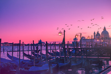 Santa Maria della Salute at sunset time, a Catholic church in Venice, Italy