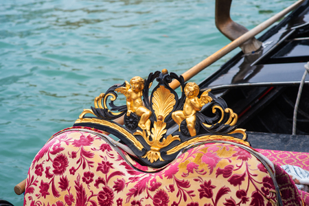 Gondola close up on a trip through narrow channel.の写真素材