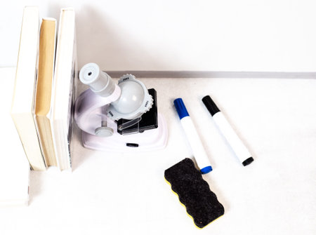 School items on the white background