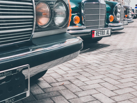 retro vintage car various colors exhibited