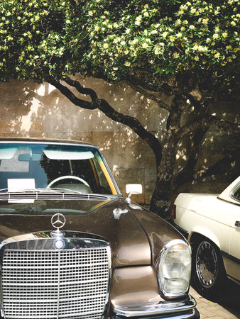 Fragment of red retro car