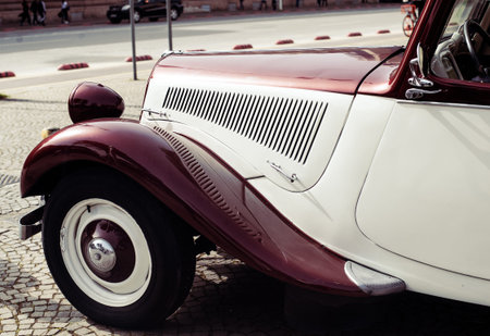 Fragment of red retro car