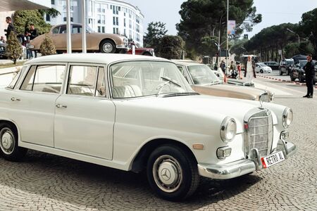 Fragment of red retro carのeditorial素材