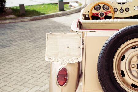 Fragment of red retro carのeditorial素材