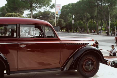 Fragment of red retro carのeditorial素材