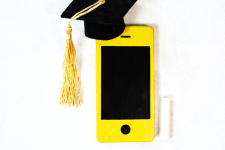 smart phone as chalk blackboardの写真素材