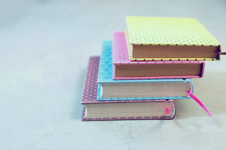Stack of note-books Personal diary back to school