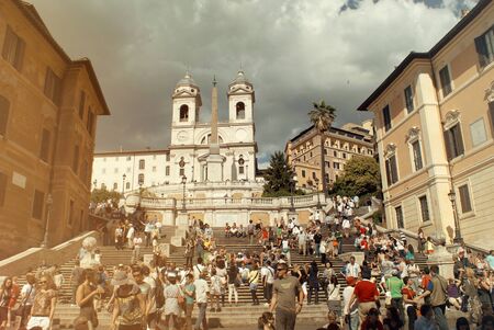 Old street in Rome, Italy. Architecture and landmark of Romeのeditorial素材
