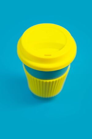 Zero waste concept. Stylish reusable eco coffee cup Natural bamboo cupの写真素材