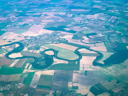 Bird Eye View of the Fields and Agricultural Parcel. Aerial Views.